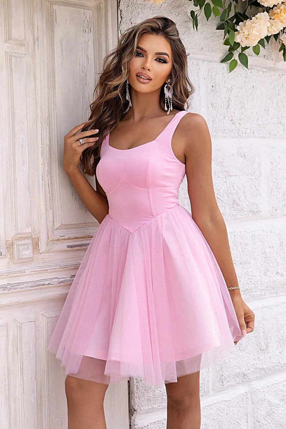 Luxury Sheer Mesh Summer Dress with Wide Straps - Slightly Stretchy & Opaque Trendsi