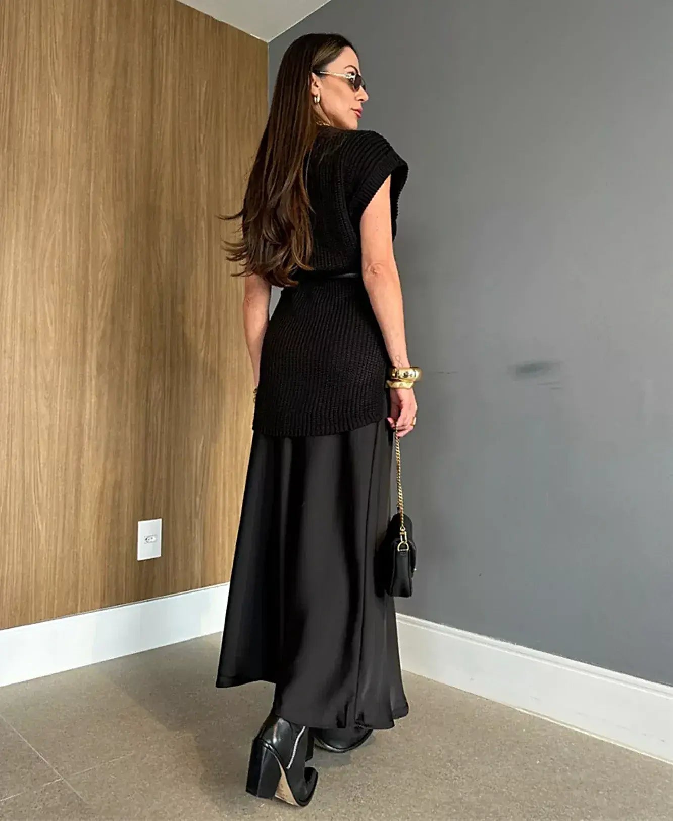 Round Neck Cap Sleeve Sweater Dress -