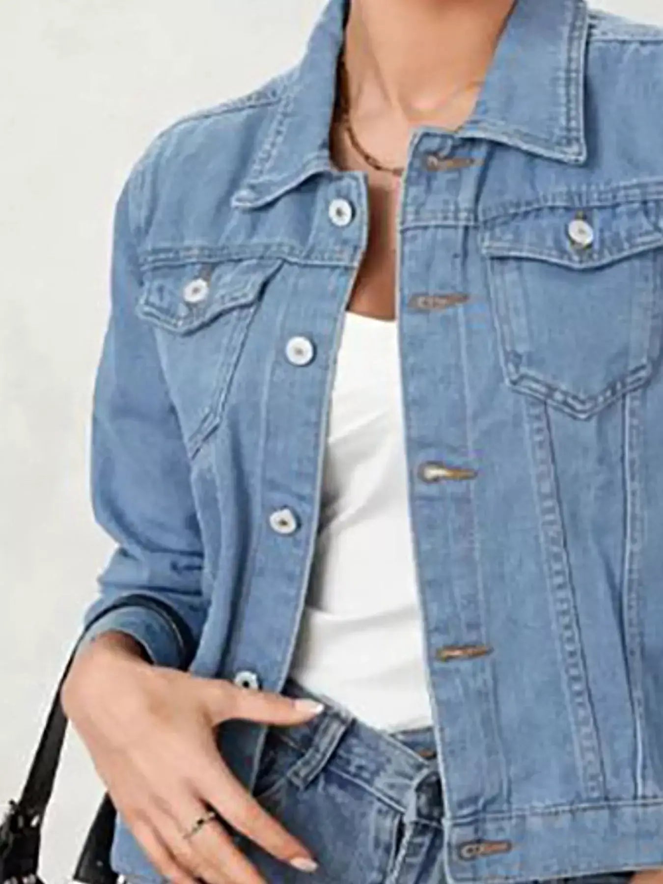 Button Up Long Sleeve Denim Jacket -