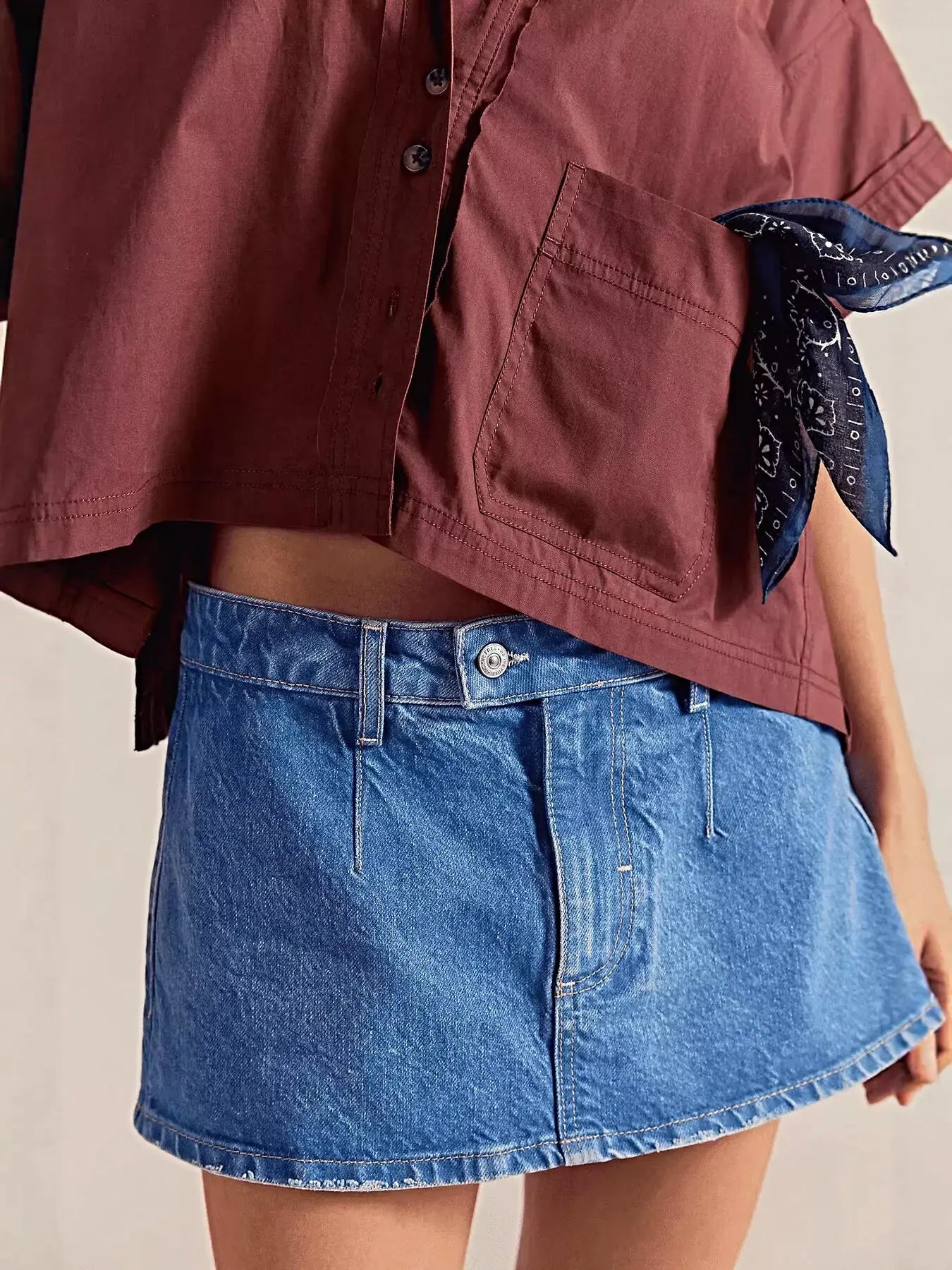 Classic Wash Denim Mini Skort -