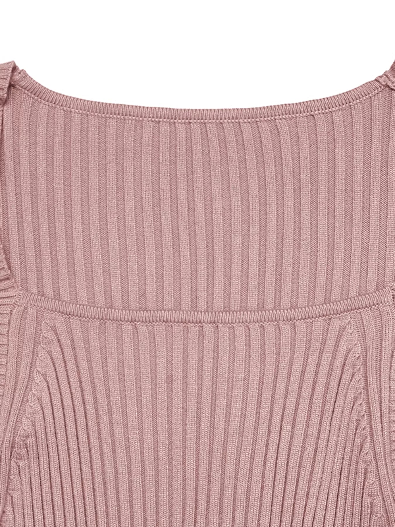 Ribbed Knit Square Neck Bodycon Sweater Dress -