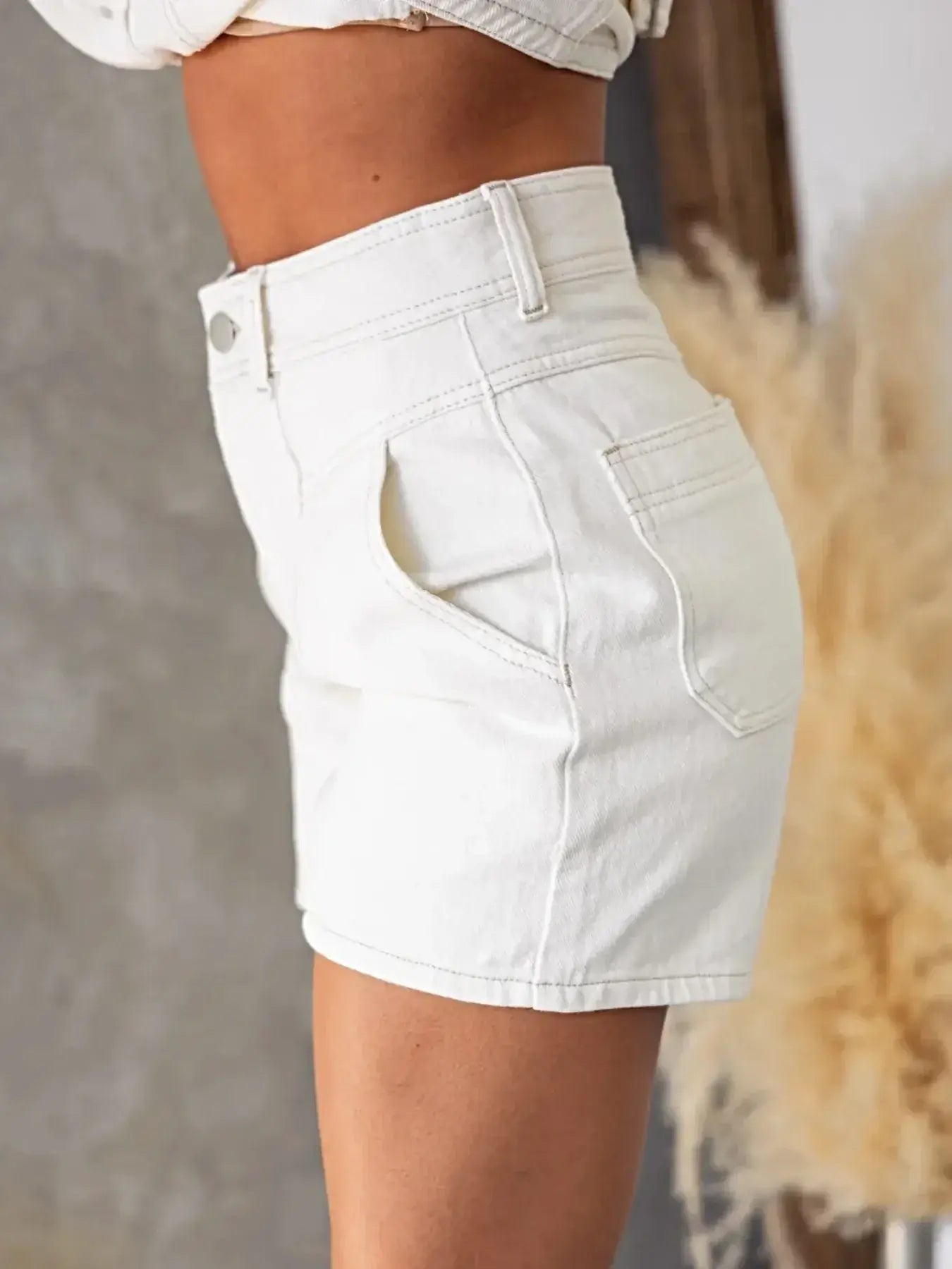 Sleeveless Button-Up Top and Shorts Denim Set -