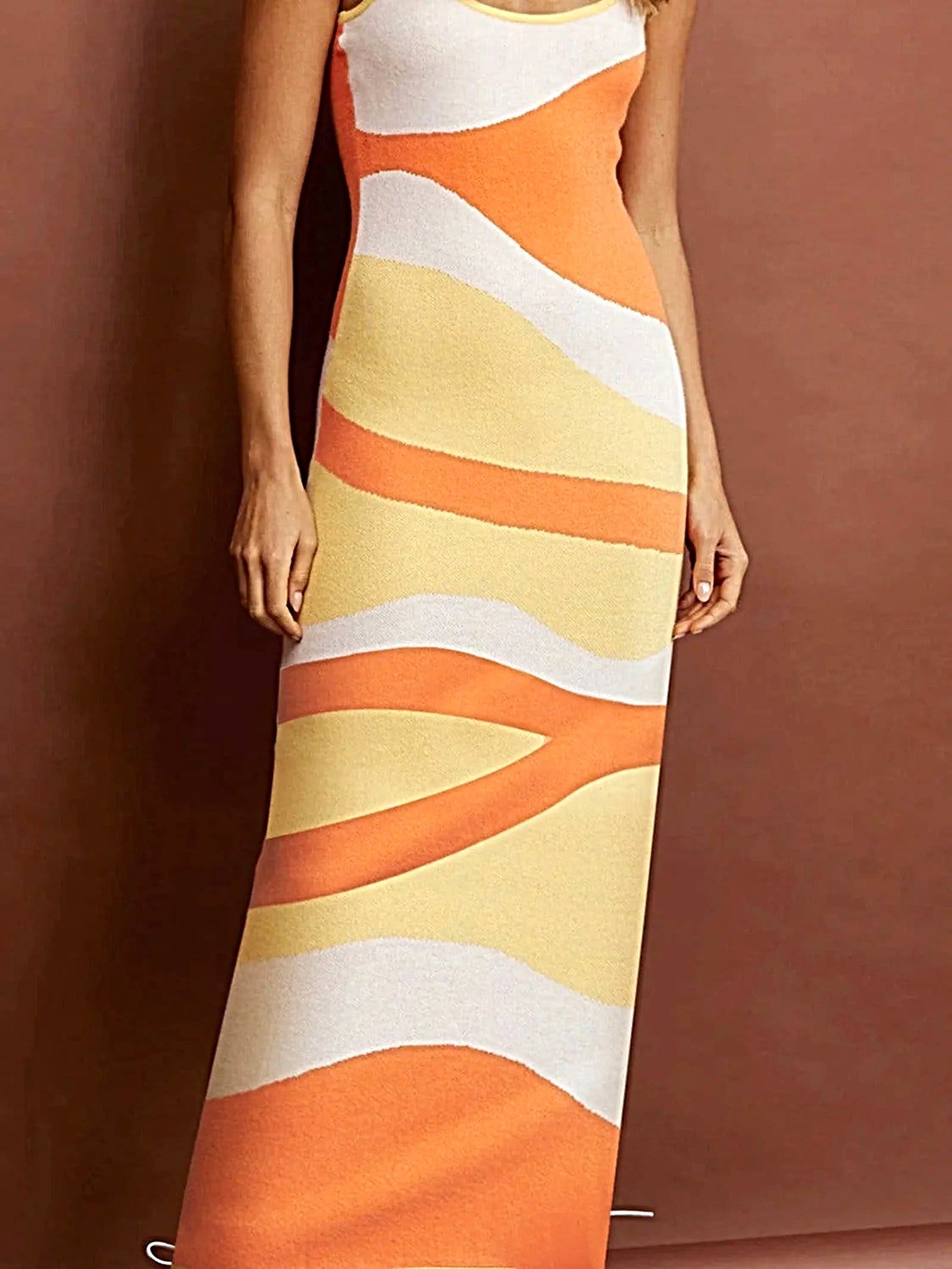 Spaghetti Strap Maxi Sweater Dress - Highly Stretchy, 100% Polyester, Machine Washable -