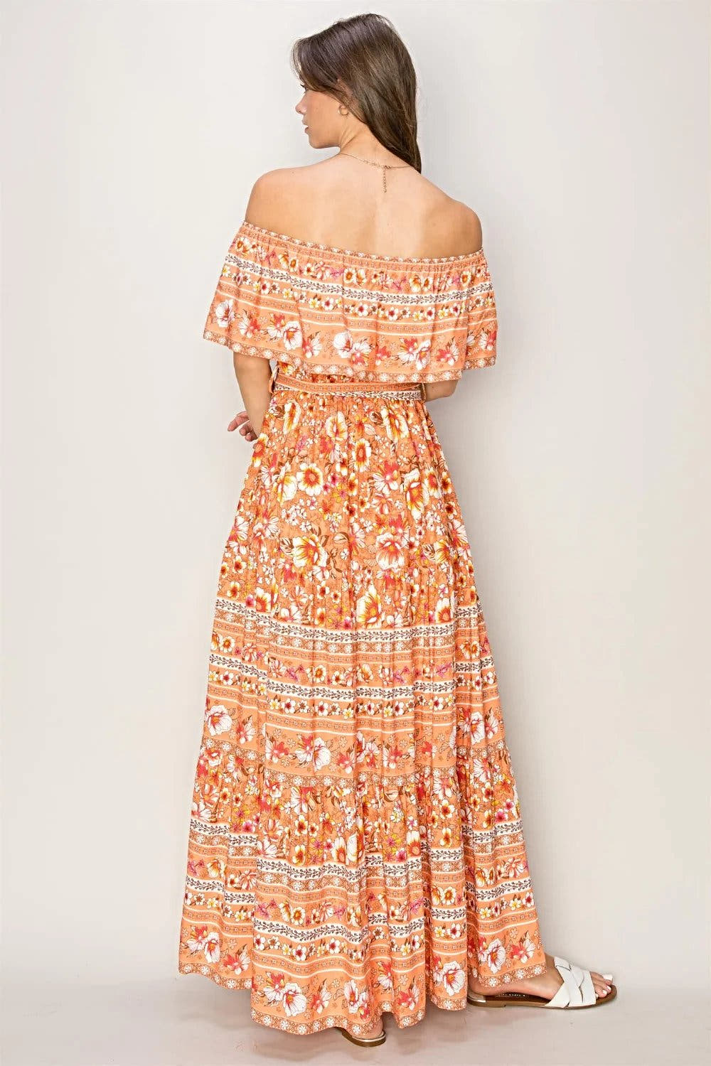 HYFVE Floral Off-Shoulder Tie Front Maxi Dress -