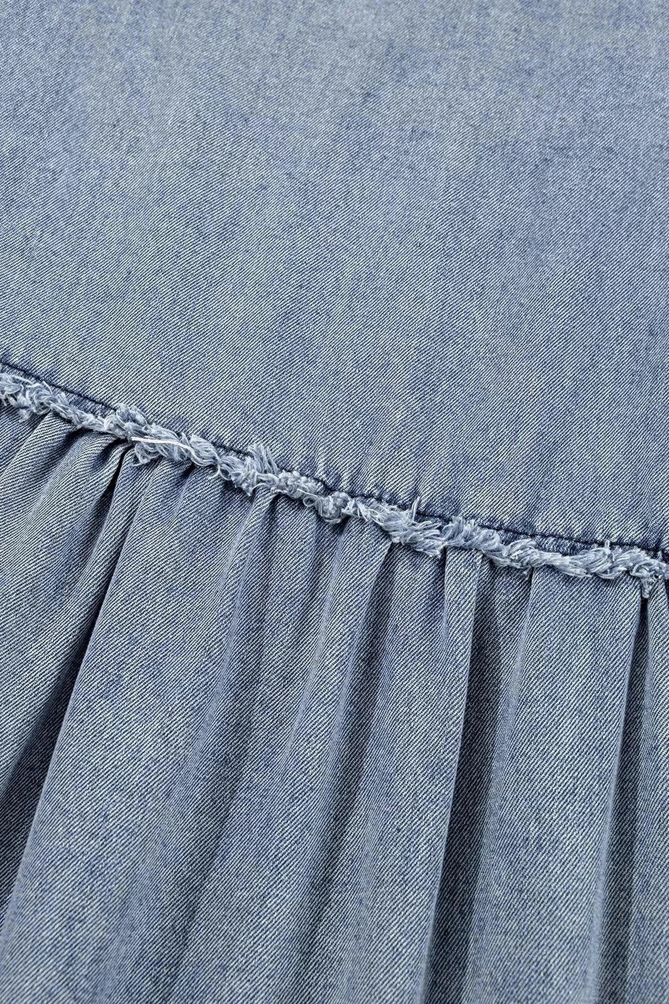 Vintage Wash Denim Dress with Pockets -