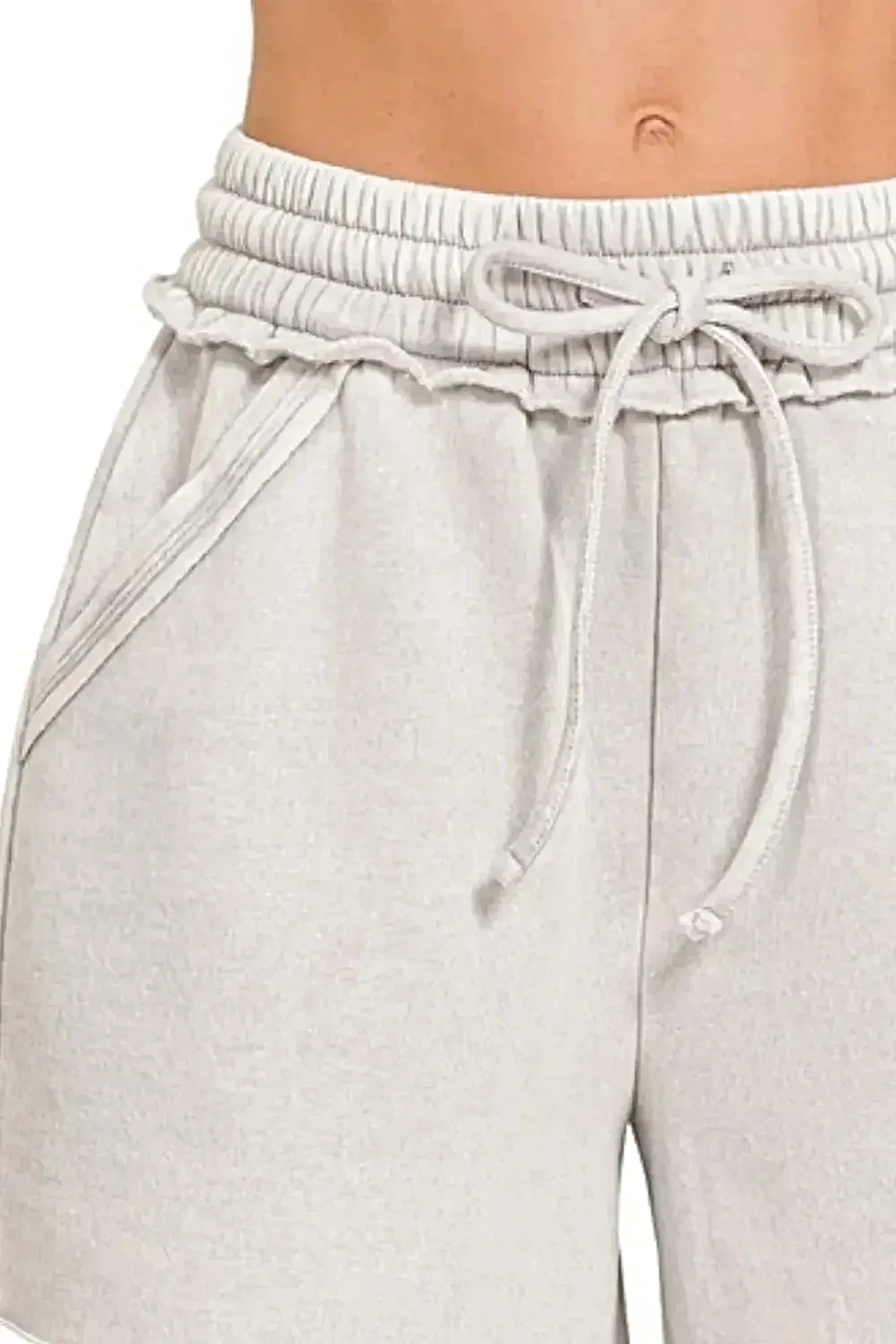 Trendy Acid Wash Fleece Drawstring Shorts With Pockets - Comfortable & Stylish Loungewear -