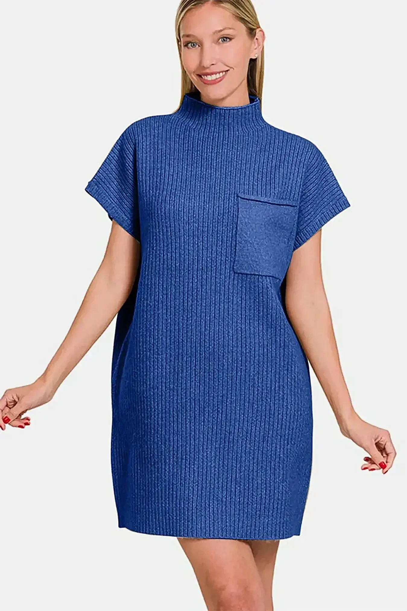 Zenana Short Sleeve Sweater Mini Dress -