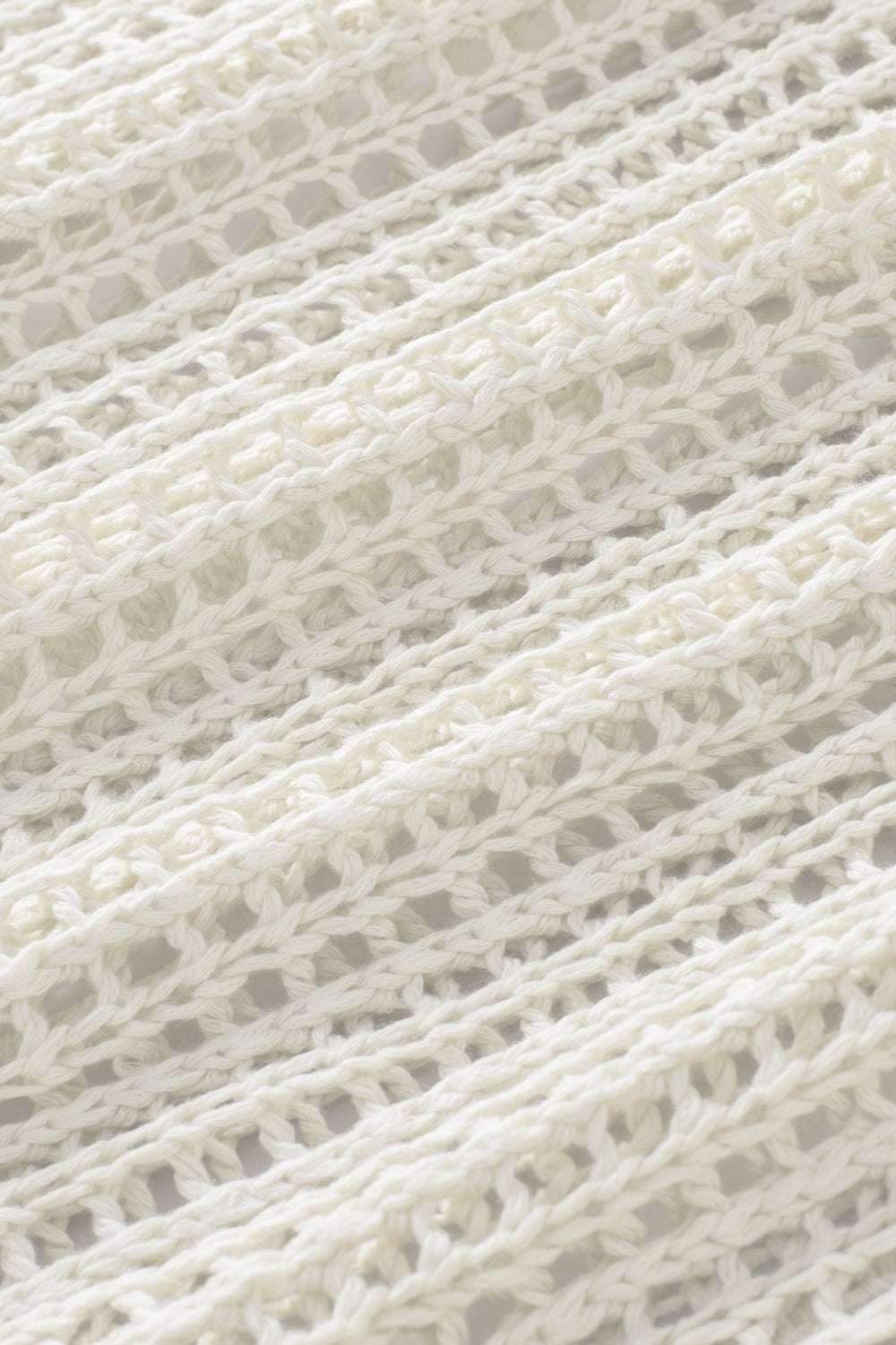 Openwork Round Neck Half Sleeve Knit Cover Up Trendsi