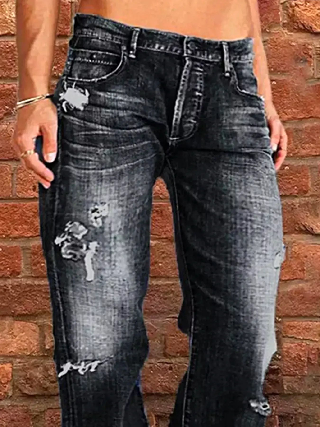 Full Size Distressed Raw Hem Jeans Plus Size -