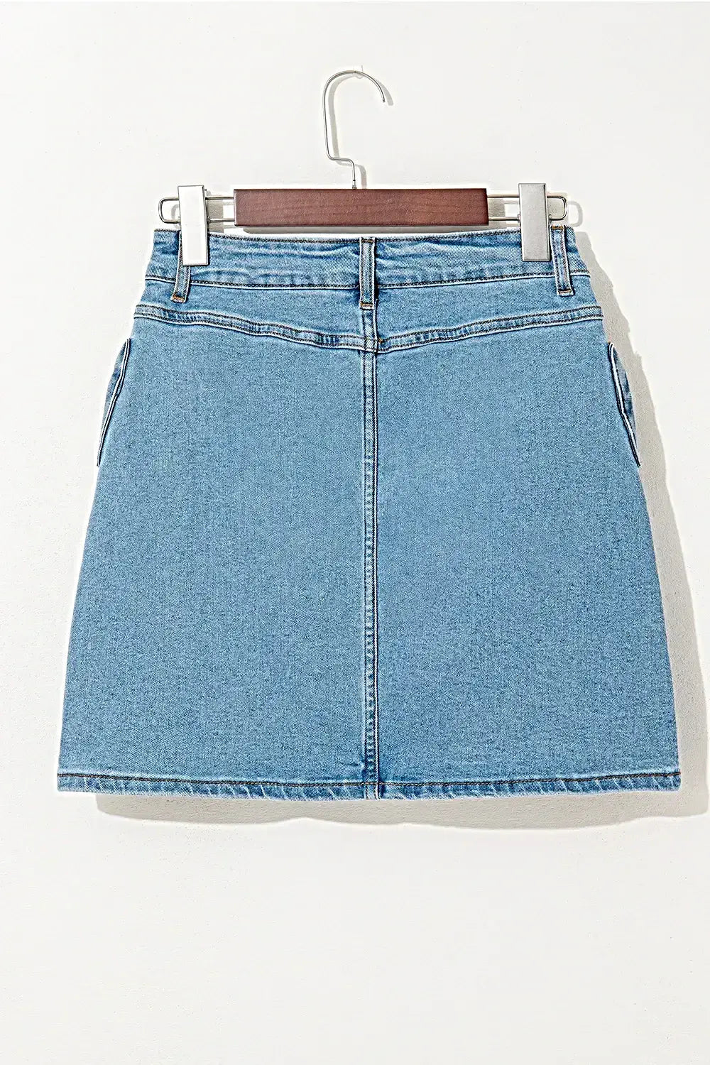 Stylish High Waist Denim Skirt with Acid Wash and Bowknot Details for Chic Outfits -