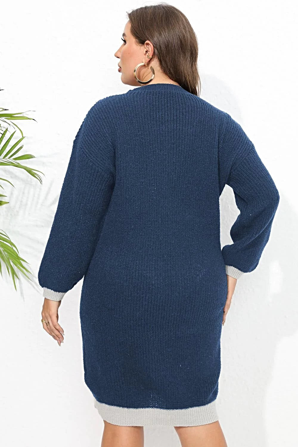 Plus Size Long Sleeve Sweater Dress Trendsi