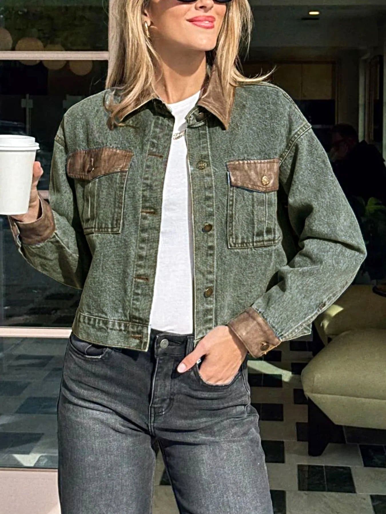 Button Up Chest Pockets Denim Jacket -