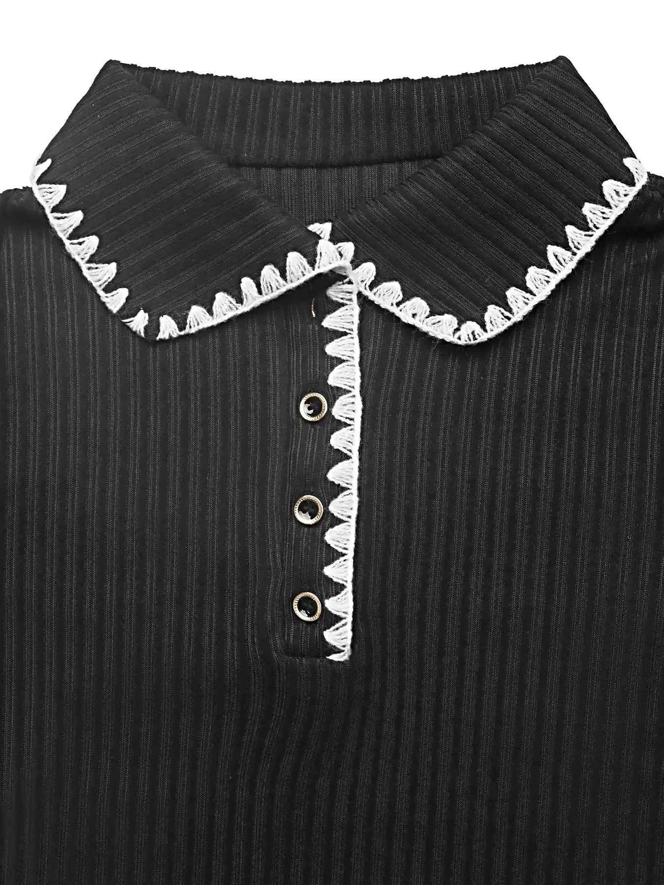 Contrast Trim Texture Long Sleeve Sweater Dress -