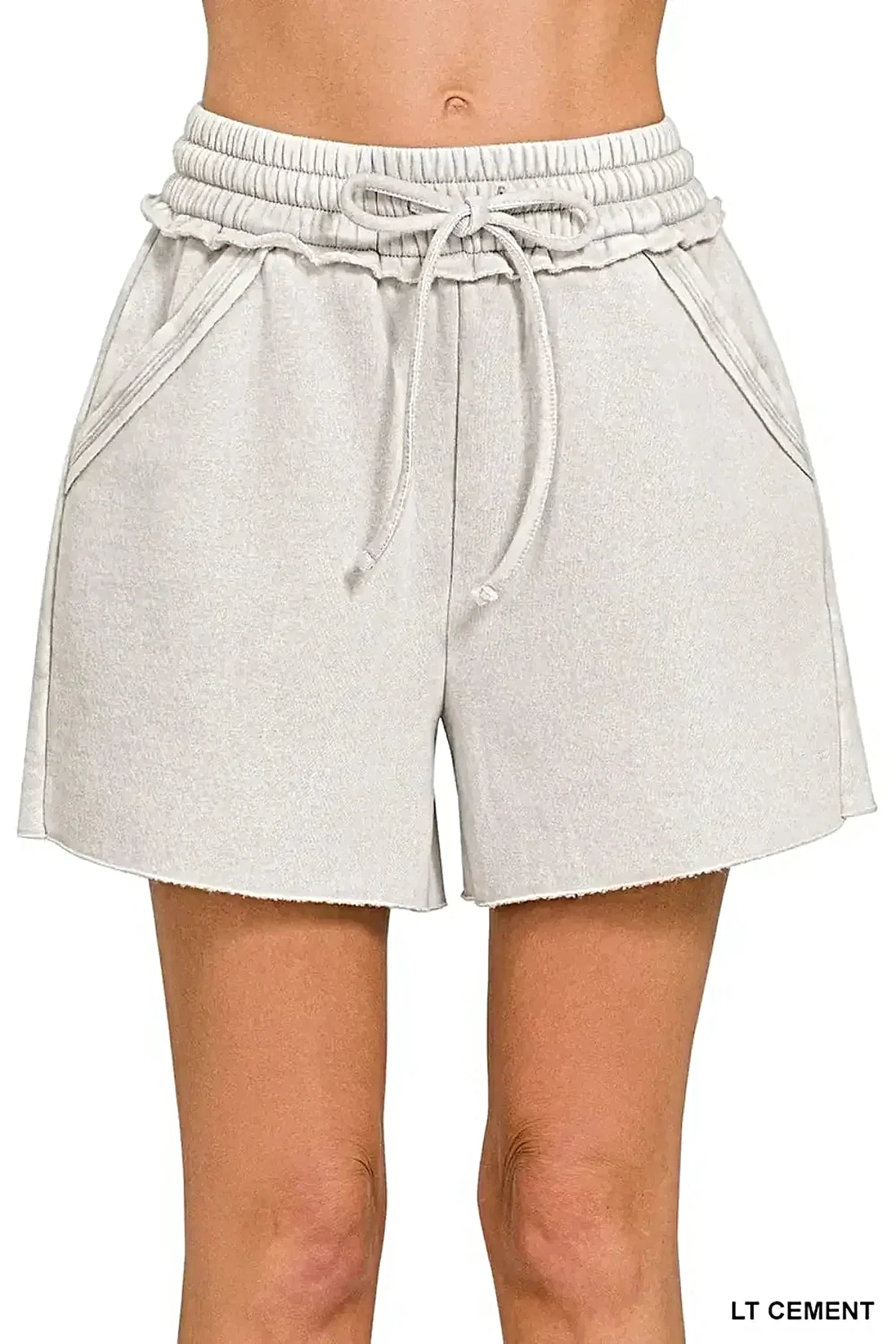 Trendy Acid Wash Fleece Drawstring Shorts With Pockets - Comfortable & Stylish Loungewear -