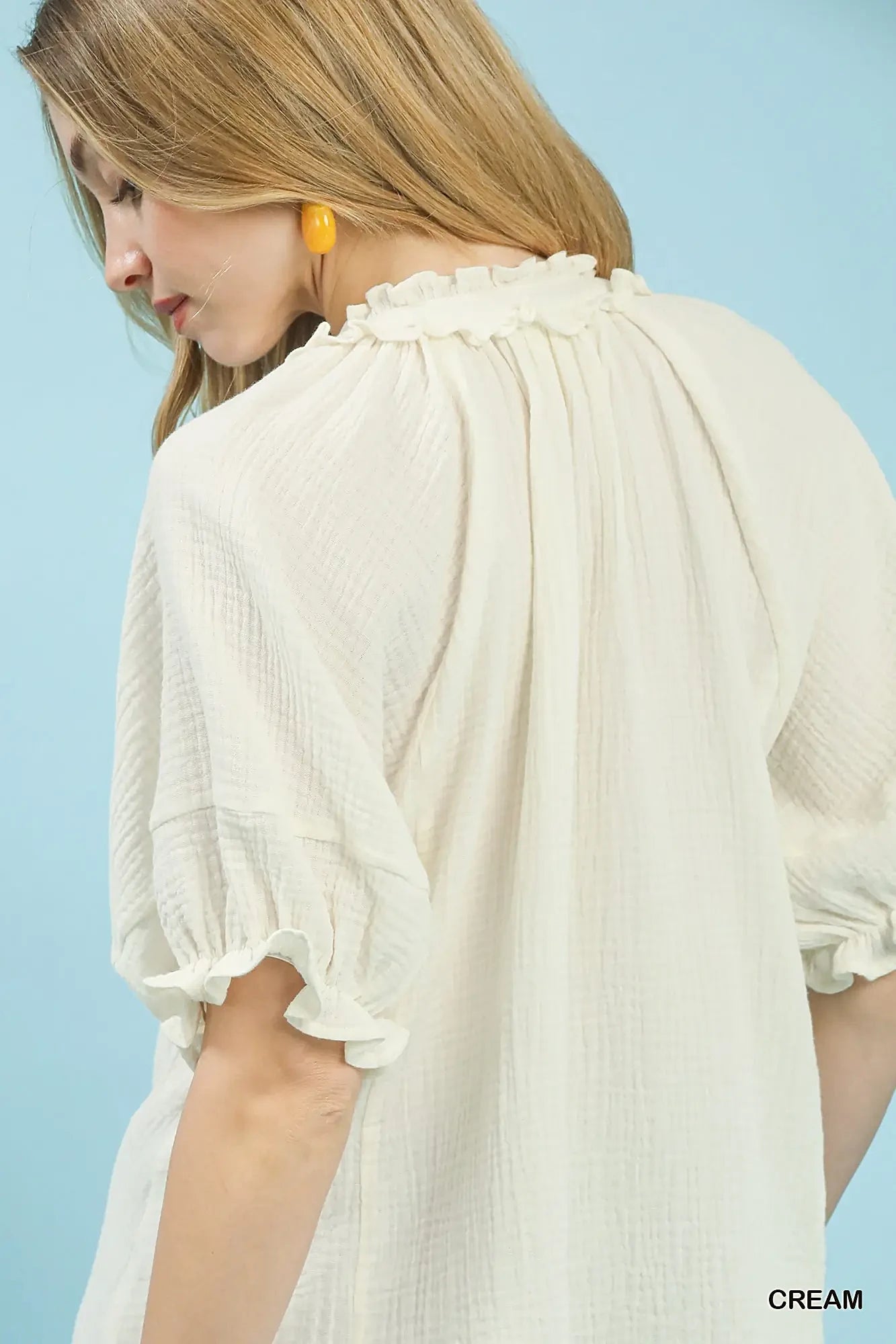 Umgee Cotton Gauze Ruffle Top -
