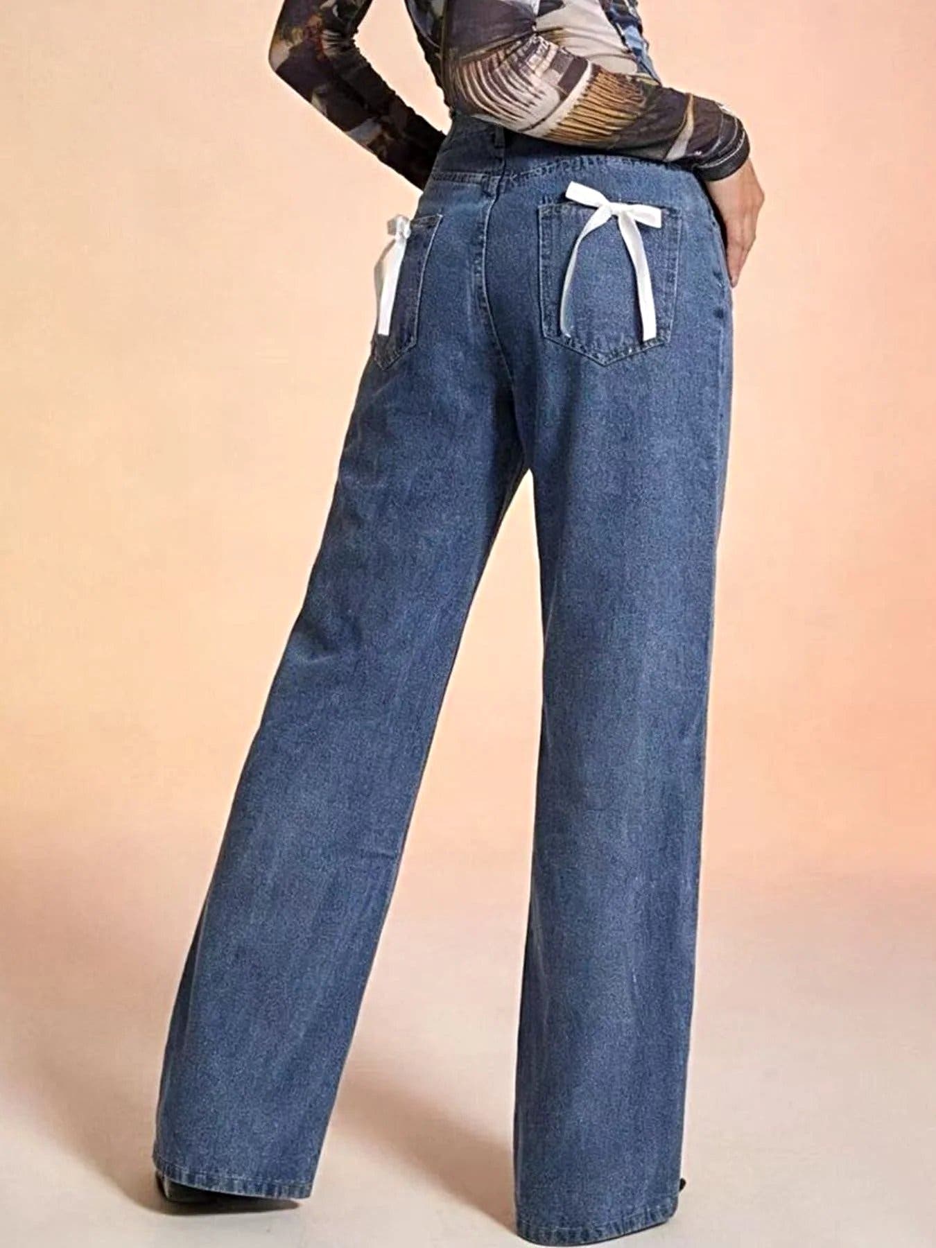 Bow Back Wide Leg Jeans -