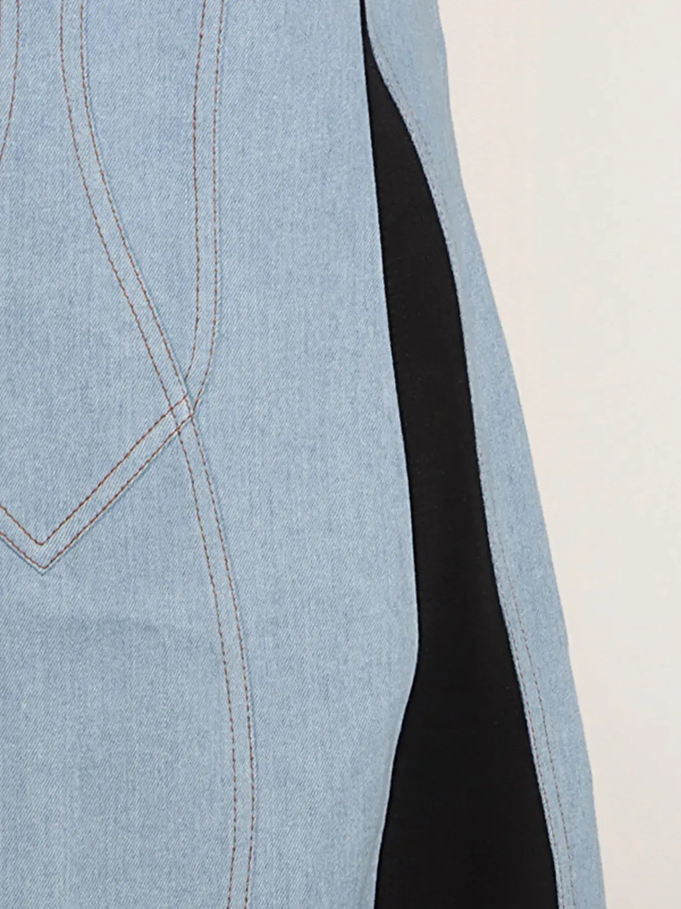 Contrast Adjustable Strap Denim Dress -