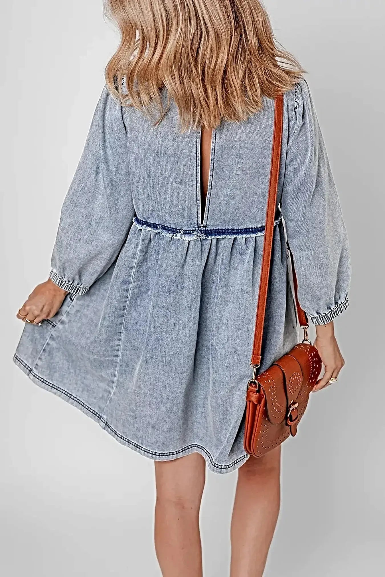 Vintage Wash Denim Dress with Pockets -
