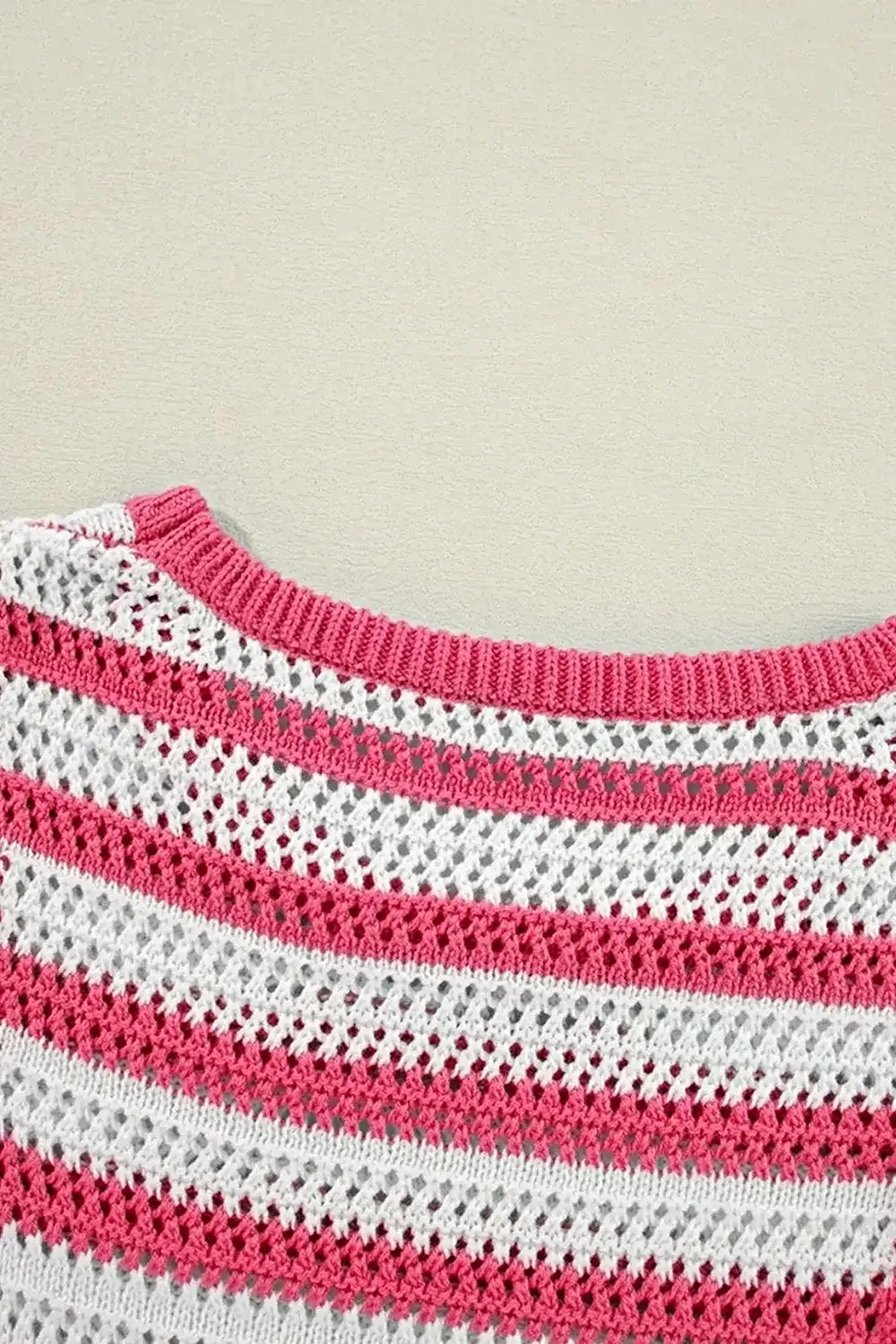 Stripe Hollowed Knit Sleeveless Sweater Dress -