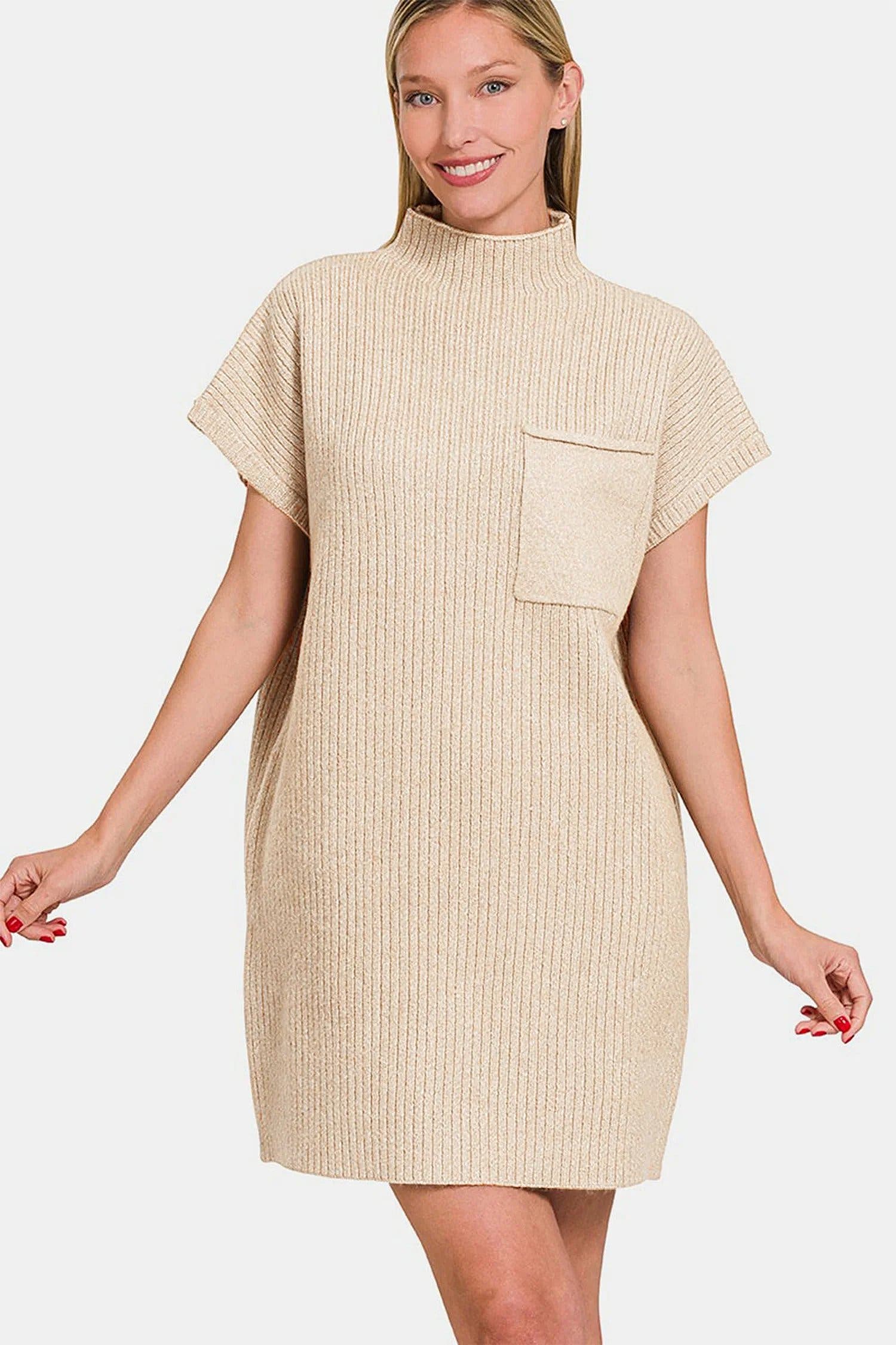 Zenana Short Sleeve Sweater Mini Dress -