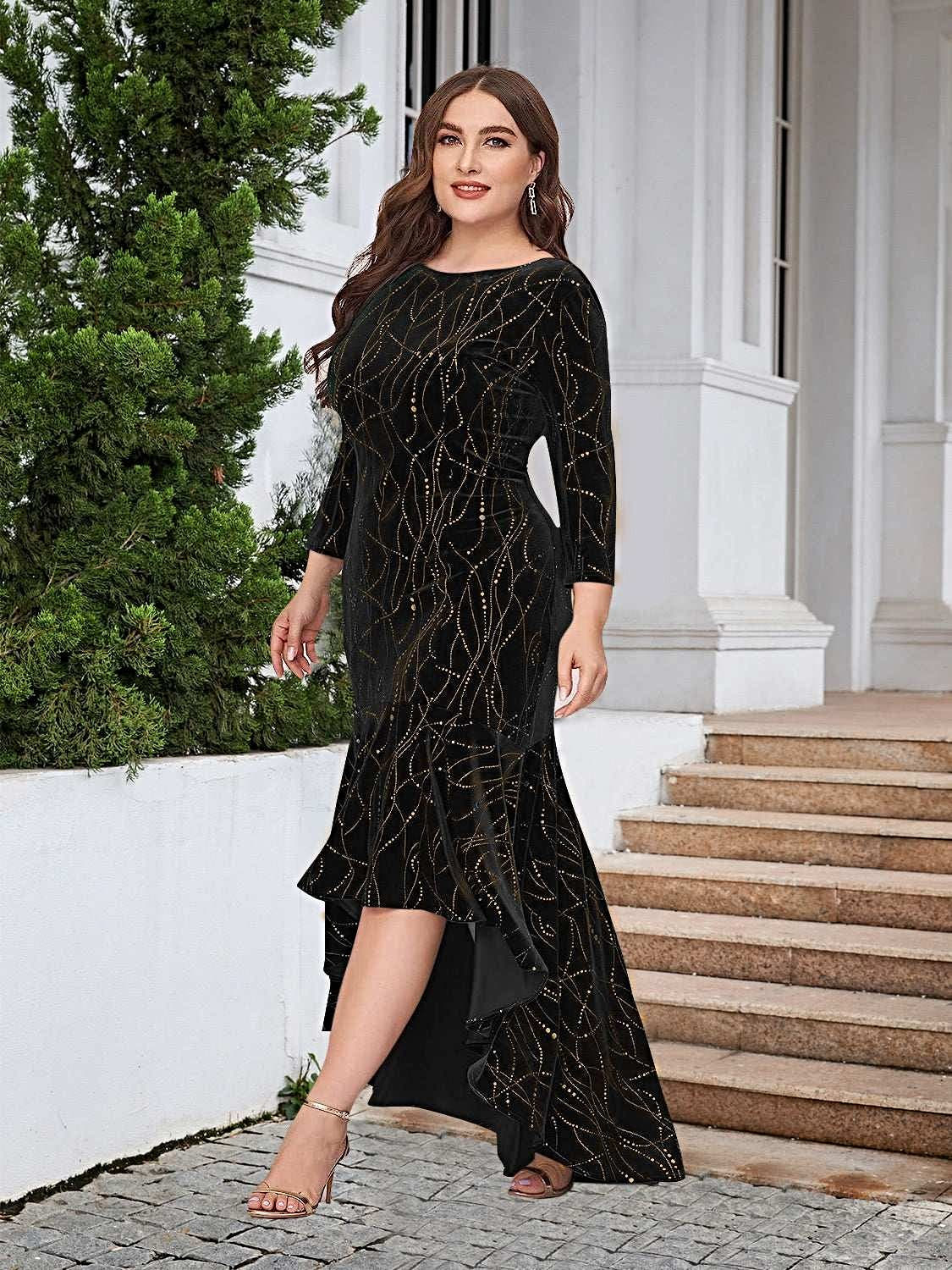 Plus Size Ruffle Hem High-Low Dress -