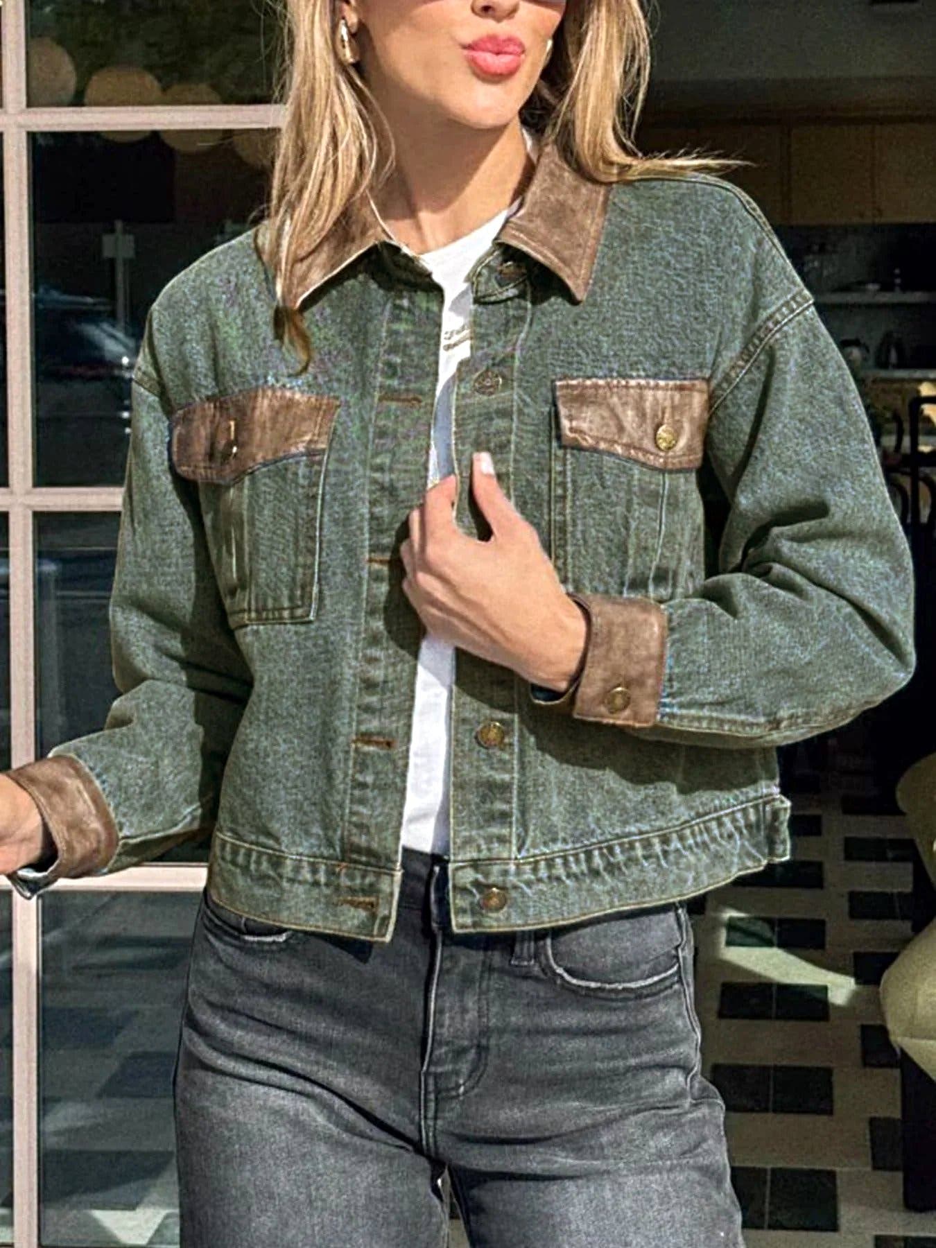 Button Up Chest Pockets Denim Jacket -