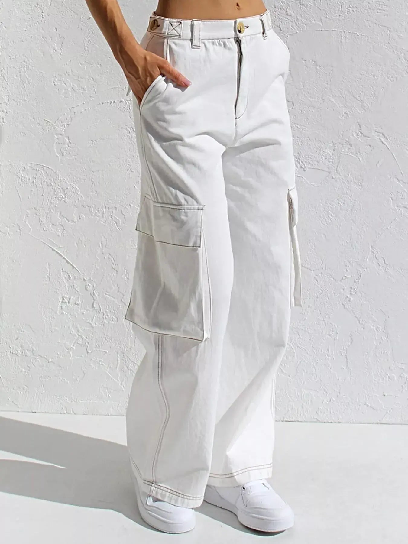 High-Waisted Wide Leg Cargo Jeans -