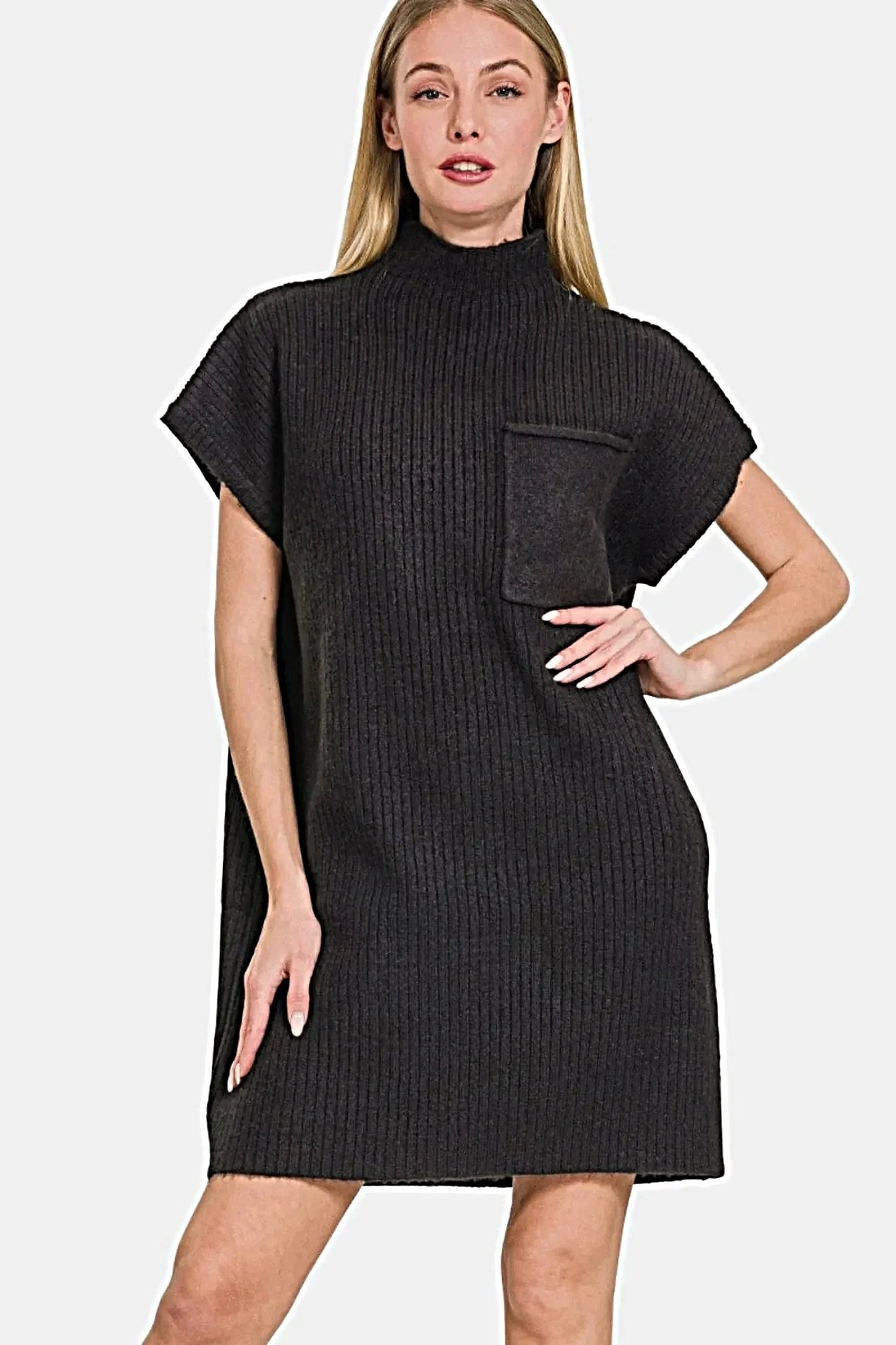 Zenana Short Sleeve Sweater Mini Dress -