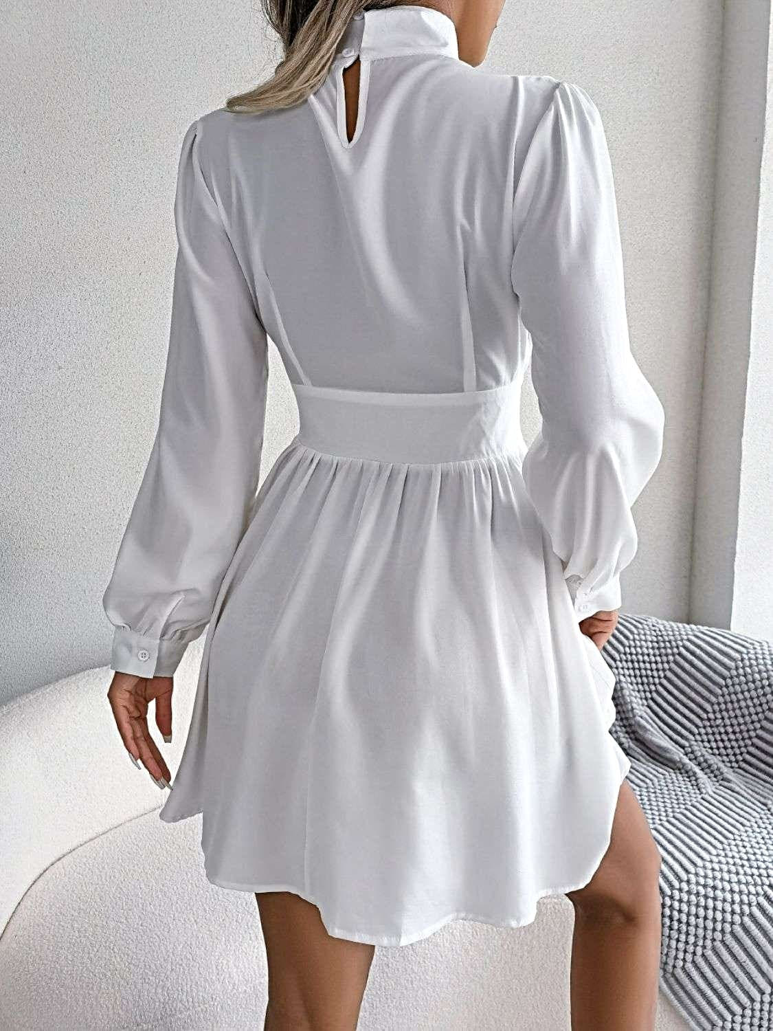 Cutout Turtleneck A-Line Mini Dress -