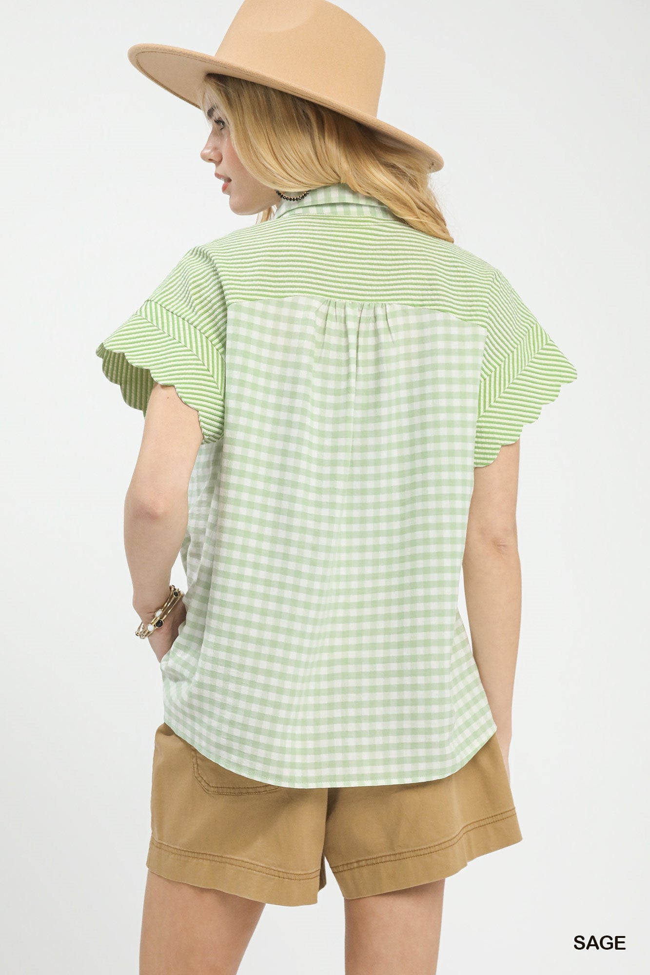 Mixed Gingham Short Sleeve Shirt -