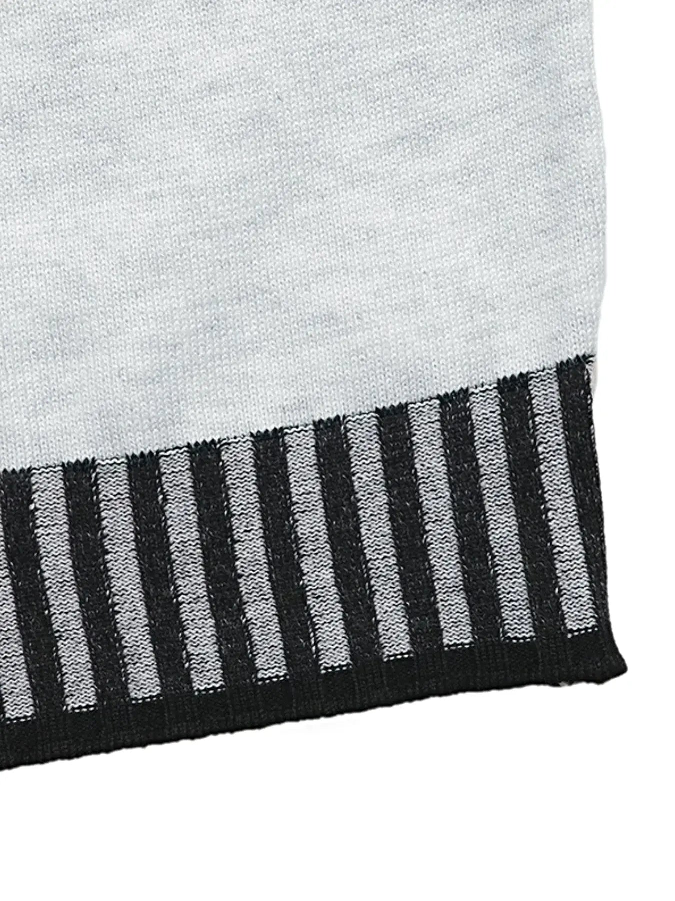 Striped Trim Tie Waist Sweater Dress -