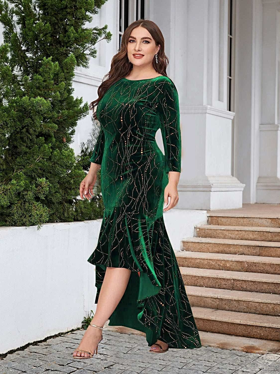 Plus Size Ruffle Hem High-Low Dress -