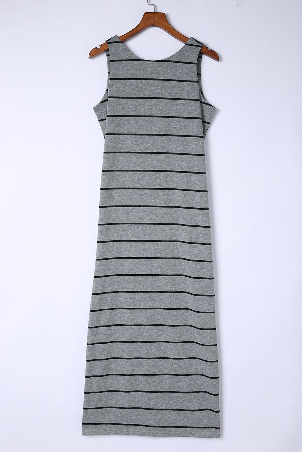 Striped Slit Sleeveless Maxi Dress Trendsi