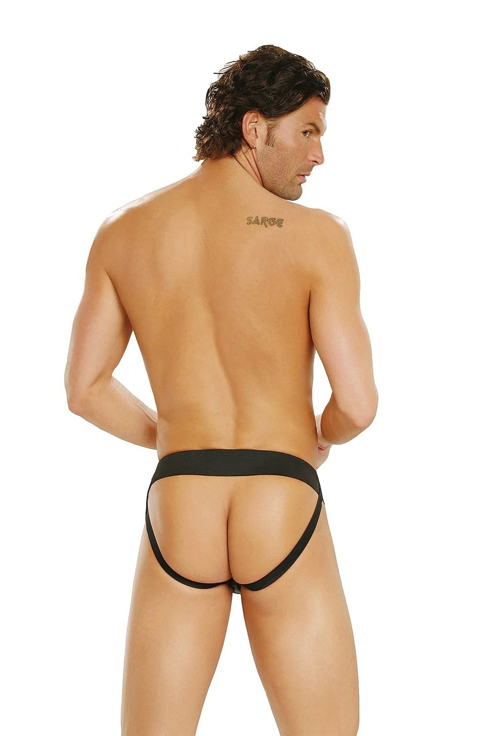 Elegant Moments Men's Leather Jock Strap - Premium Black Leather, One Size & XL Elegant Moments