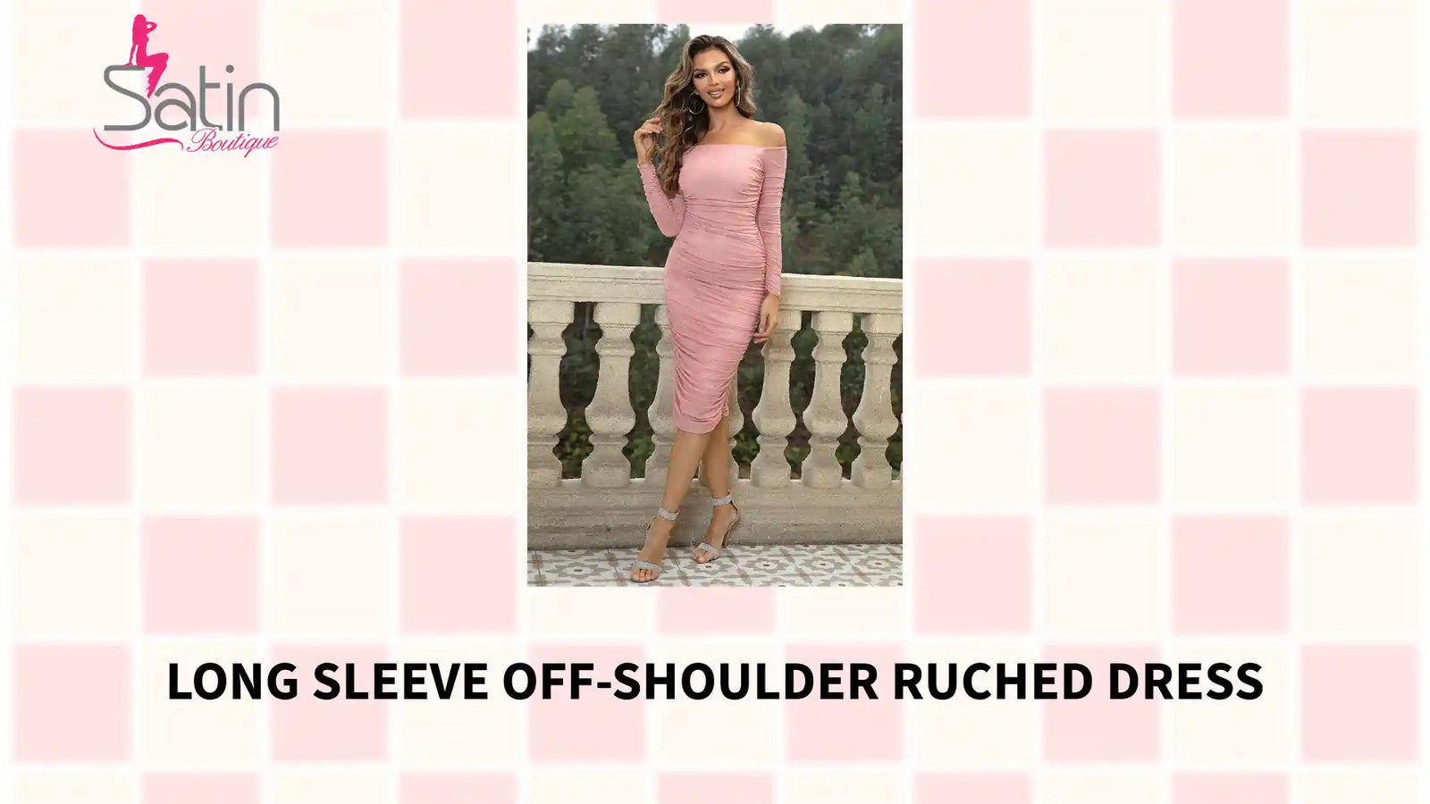 Long Sleeve Off-Shoulder Ruched Dress by@Outfy