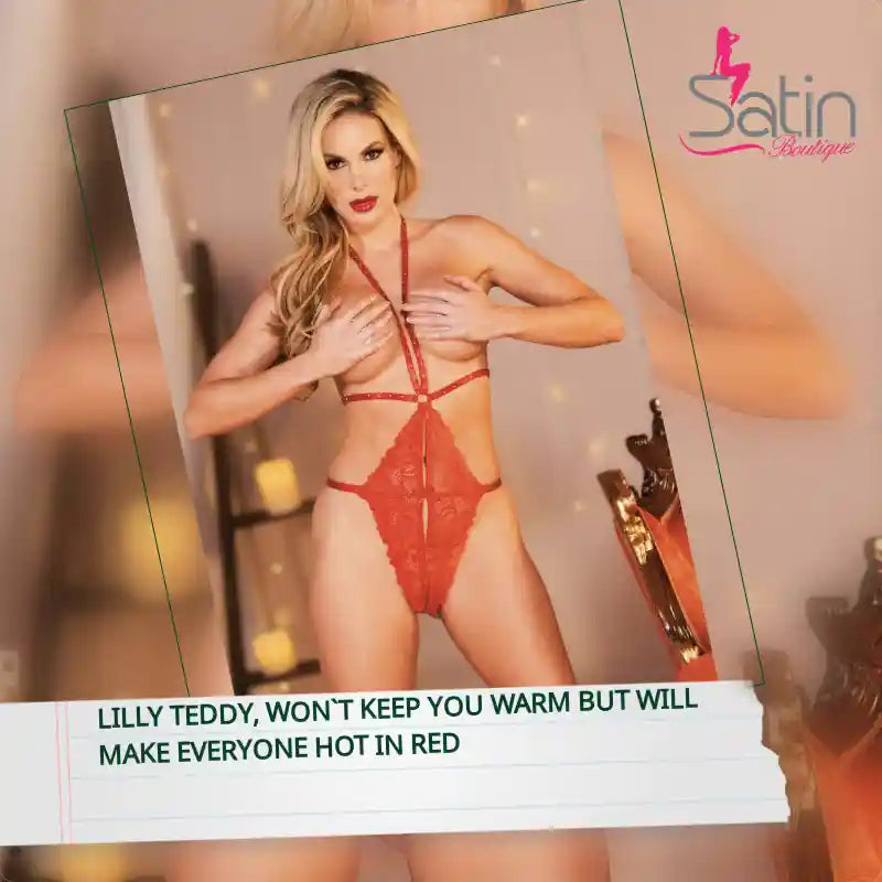 Lilly Teddy, won`t keep you warm but will make everyone hot in Red by@Outfy