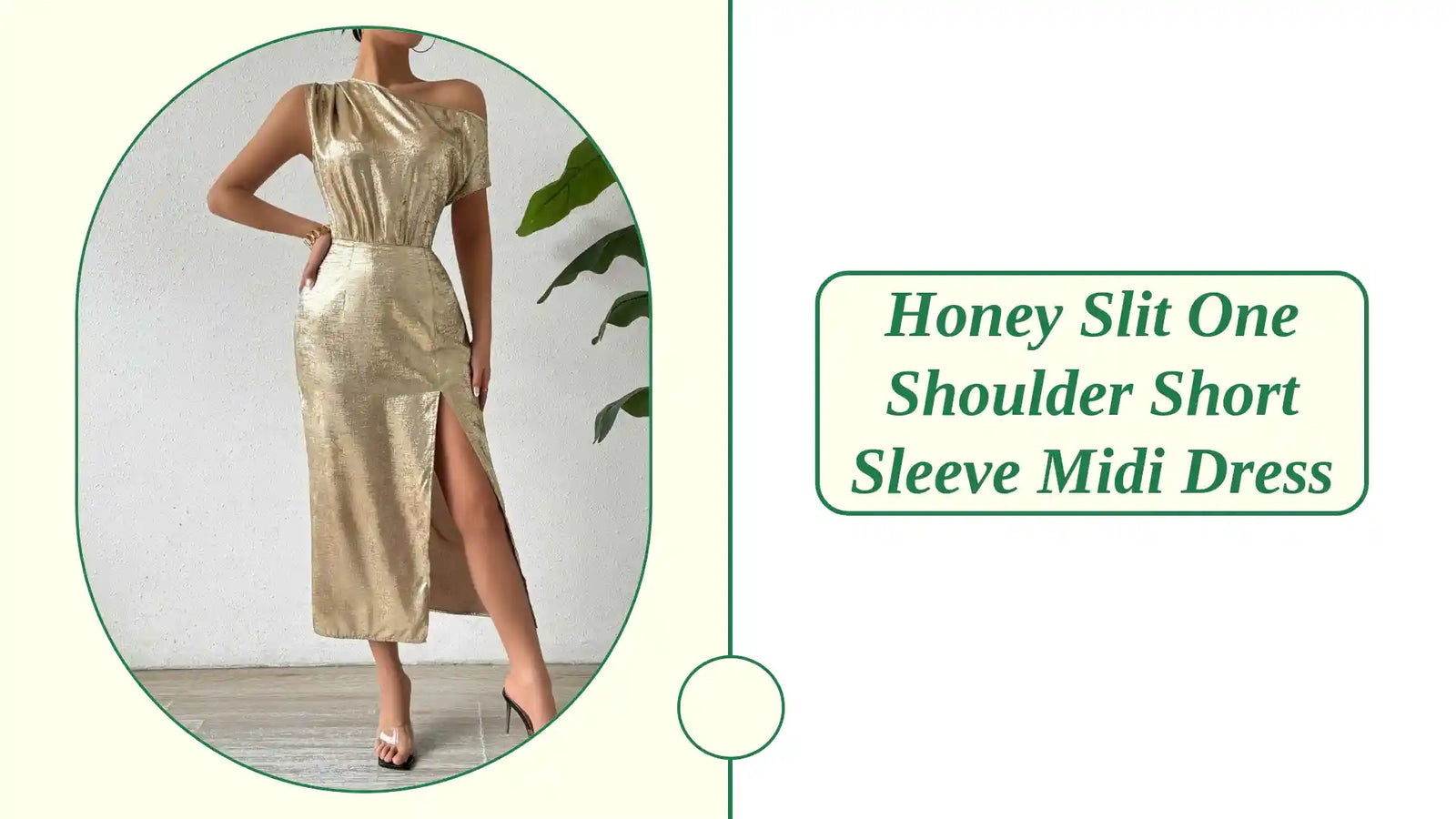 Honey Slit One Shoulder Short Sleeve Midi Dress by@Outfy