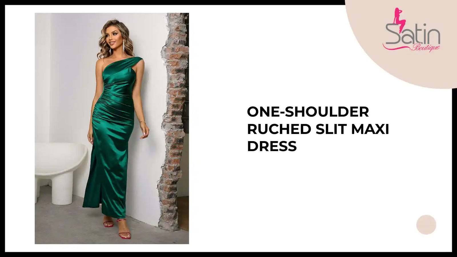 One-Shoulder Ruched Slit Maxi Dress by@Outfy