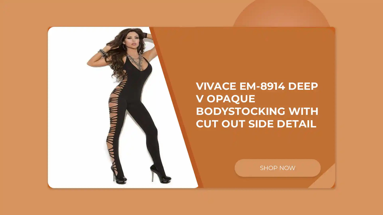 Vivace EM-8914 Deep V opaque bodystocking with cut out side detail by@Outfy