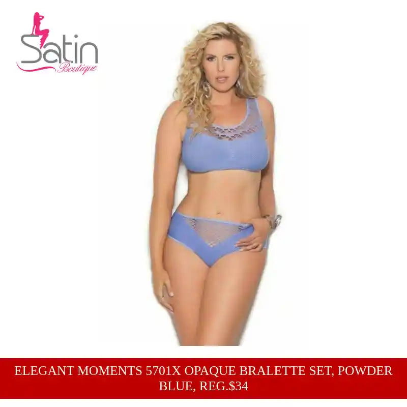 Elegant Moments 5701X Opaque Bralette Set, Powder Blue, Reg.$34 by@Outfy