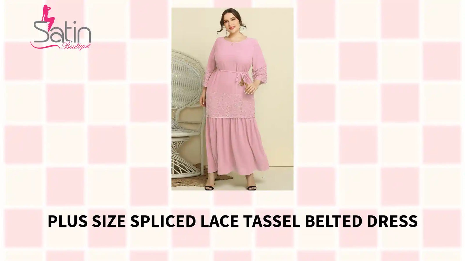 Plus Size Spliced Lace Tassel Belted Dress by@Outfy