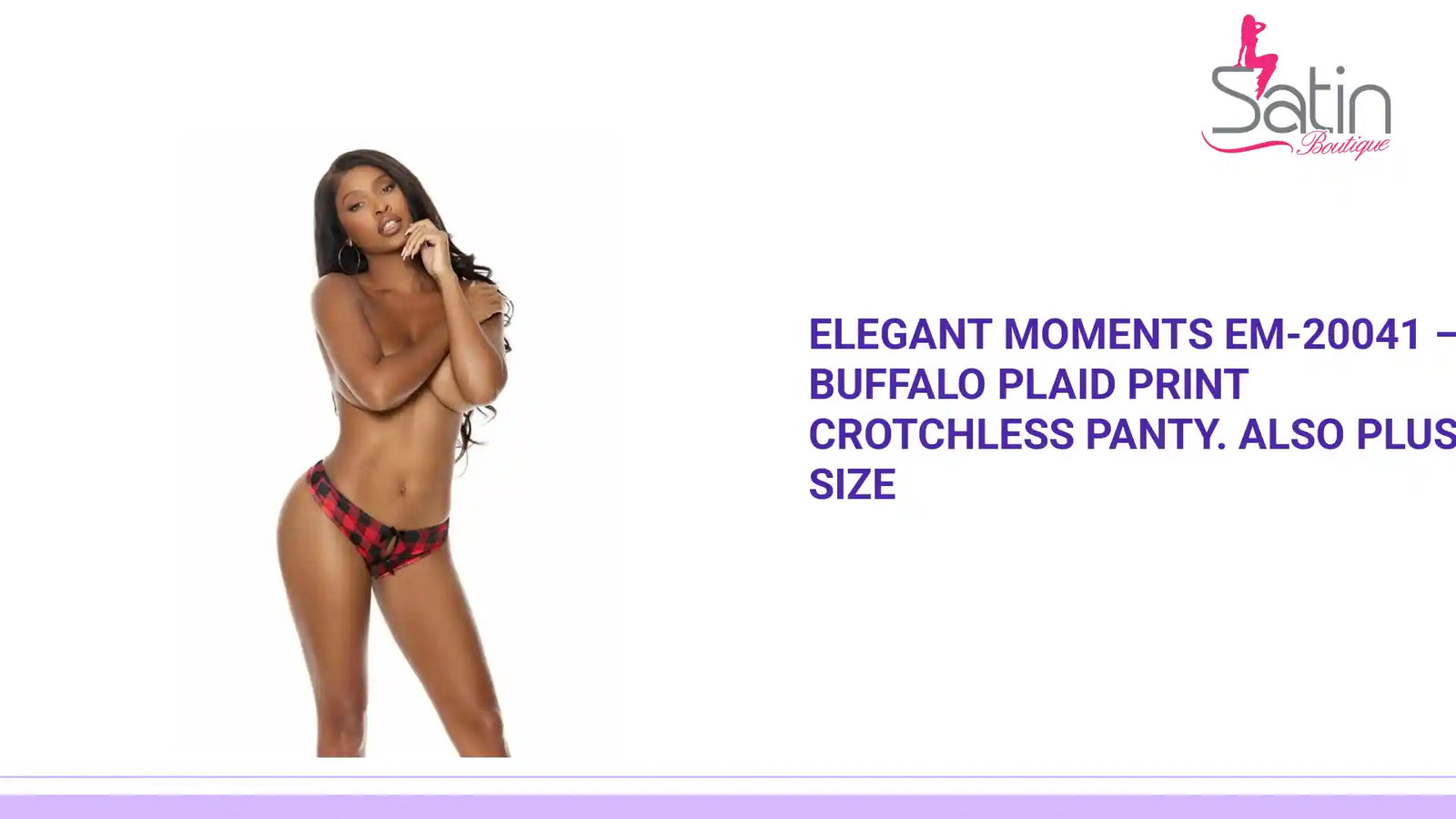 Elegant Moments EM-20041 – Buffalo plaid print crotchless panty. Also Plus Size by@Outfy