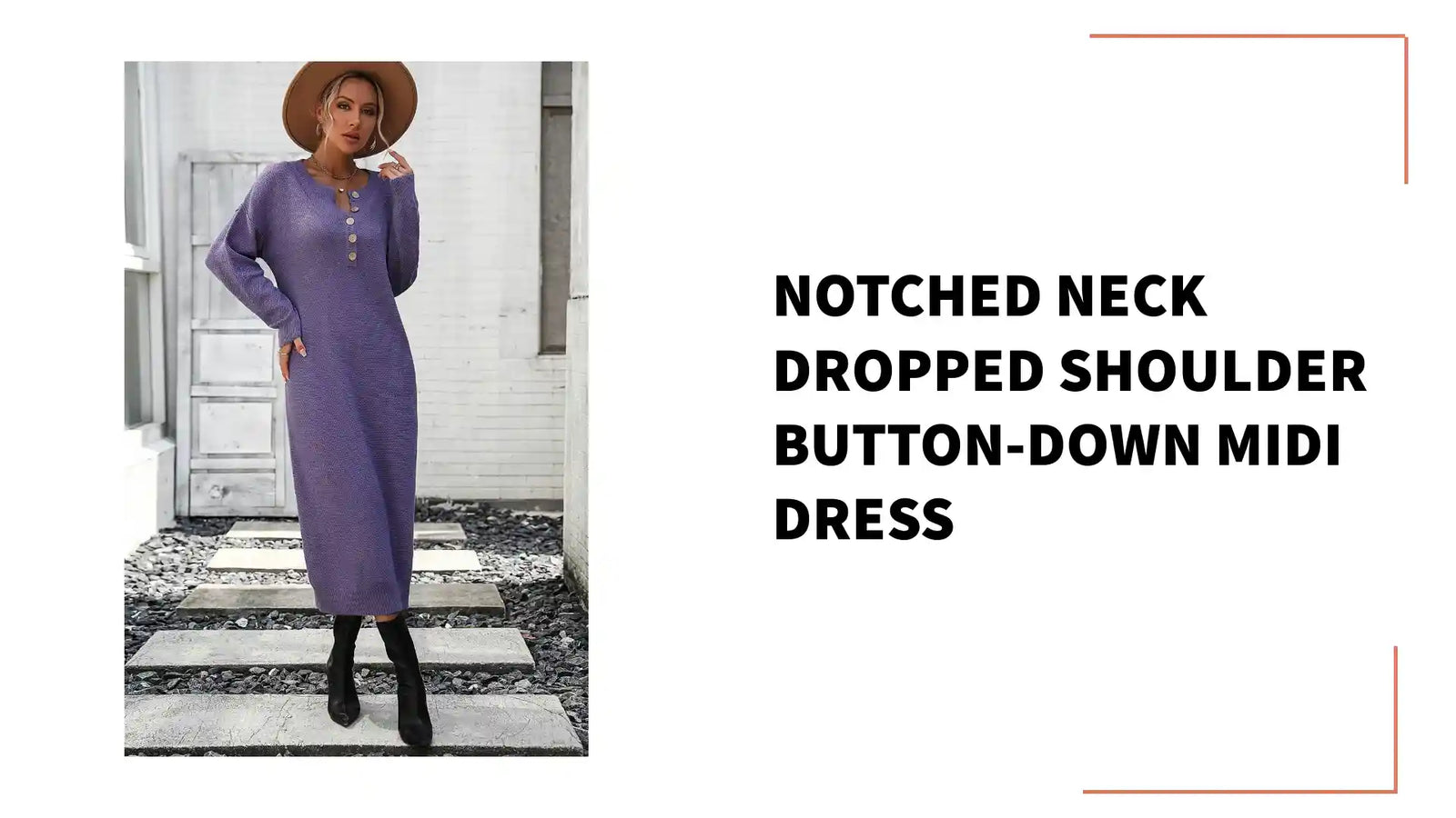 Notched Neck Dropped Shoulder Button-Down Midi Dress by@Outfy