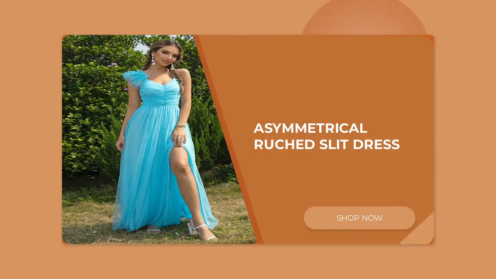 Asymmetrical Ruched Slit Dress by@Outfy