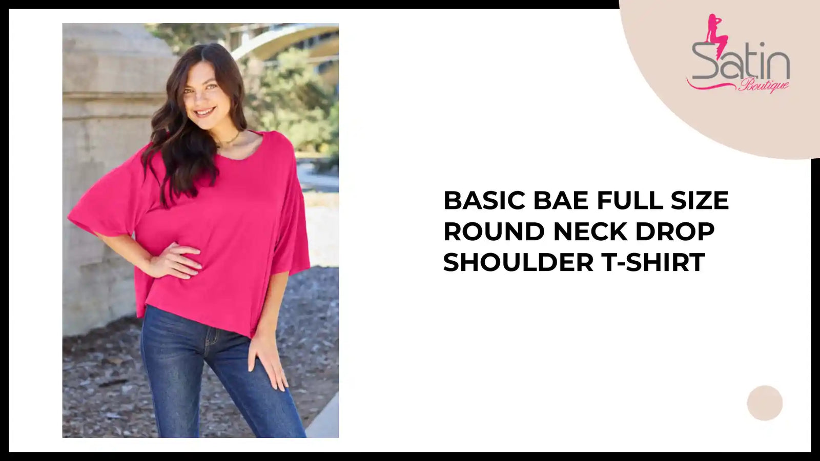 Basic Bae Full Size Round Neck Drop Shoulder T-Shirt by@Outfy