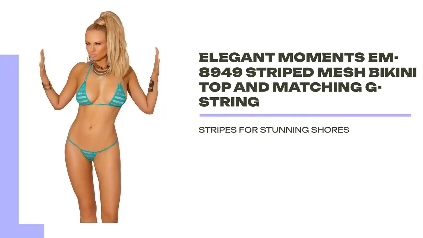 Elegant Moments EM-8949 Mrežasti bikini gornji dio na pruge i odgovarajuće g-string by@Outfy