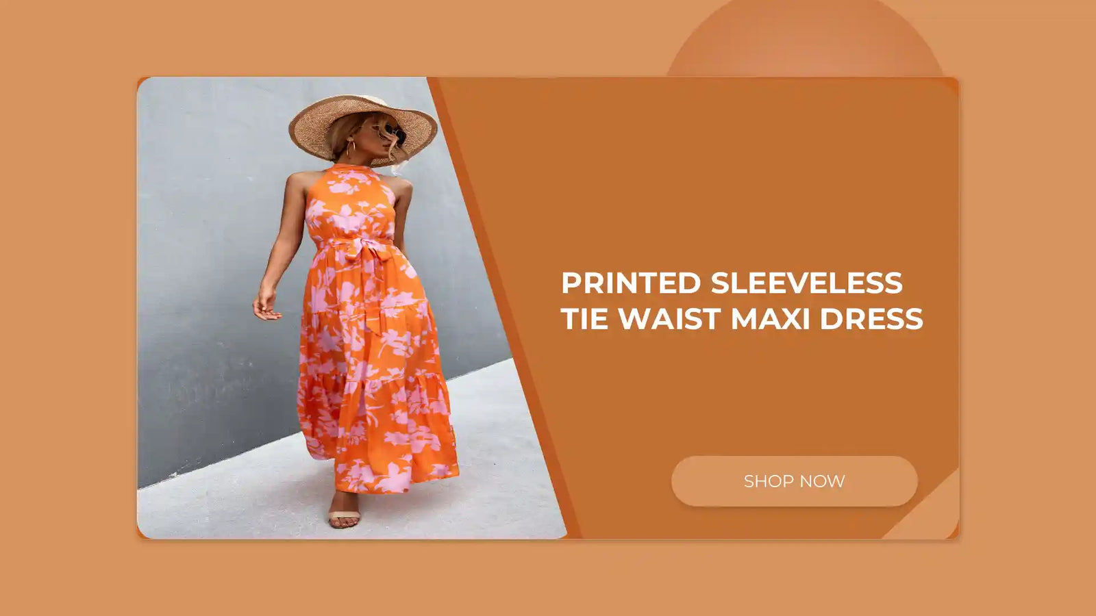 Printed Sleeveless Tie Waist Maxi Dress by@Outfy