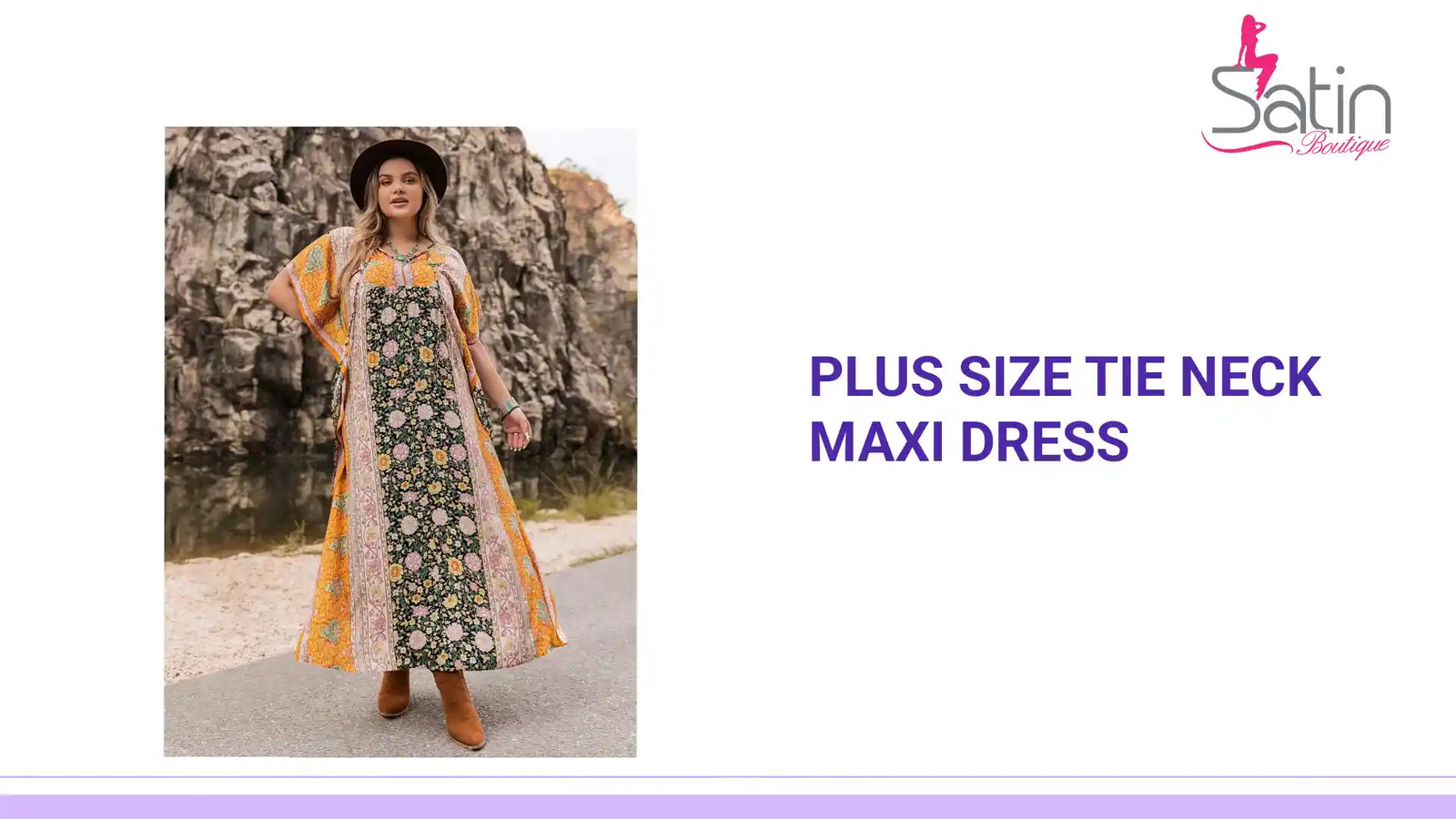 Plus Size Tie Neck Maxi Dress by@Outfy