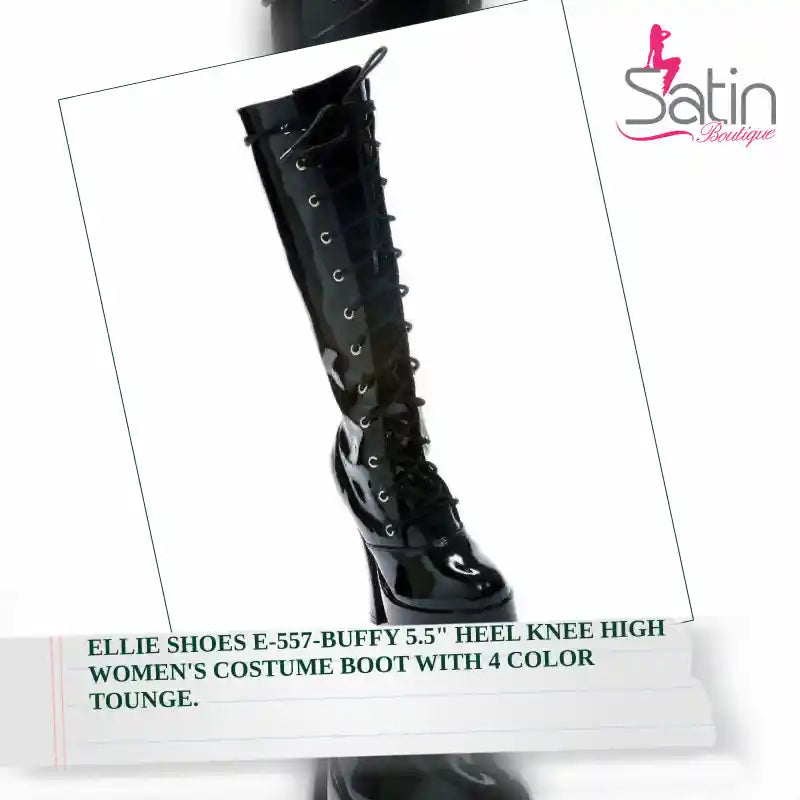 Ellie Shoes E-557-Buffy ženske čizme do koljena s potpeticom od 5.5" i jezičkom u 4 boje. by@Outfy