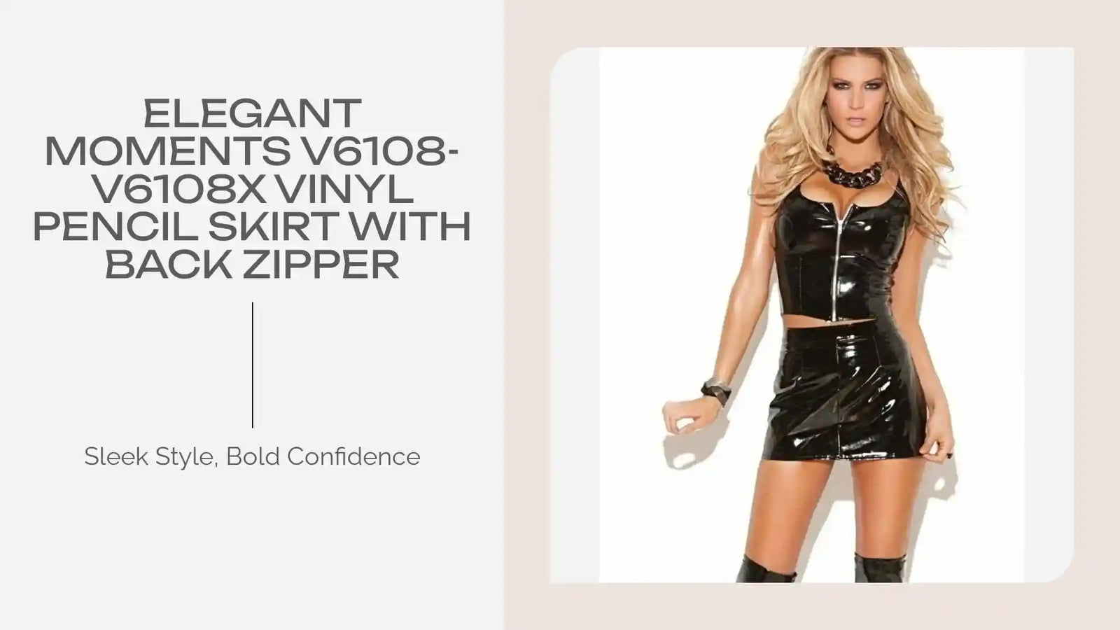 Елегантни моменти V6108-V6108X Винилова пола-молив с цип заден от @Outfy